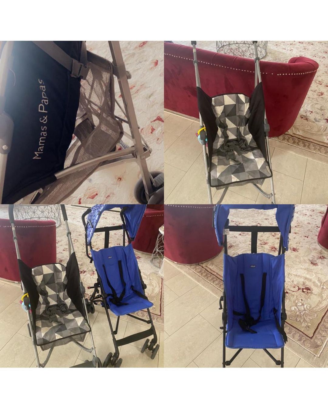 عرباتين واحده ماركت Chicco + عربايه ماركت mamas&papas 